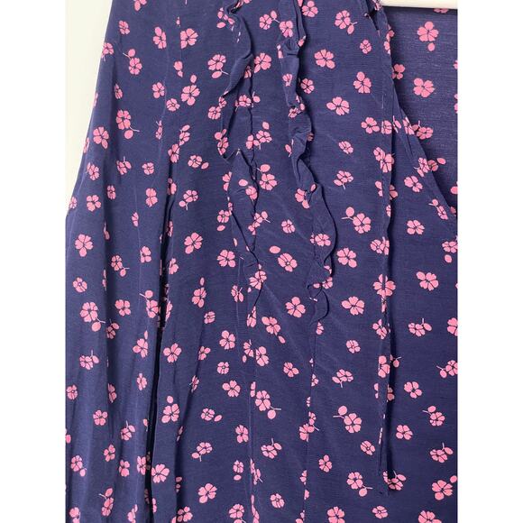 & Other Stories blue with pink flower print blouse SZ 2 - Picture 3 of 9
